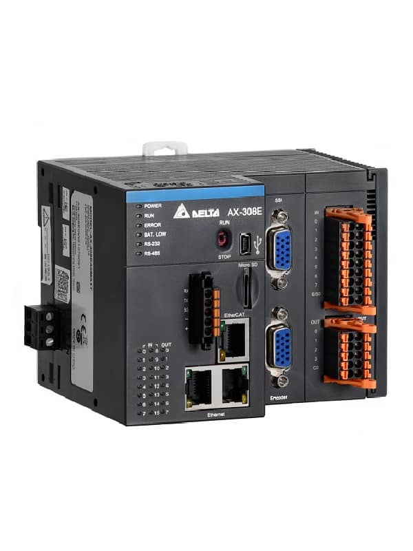 CODESYS alapon működő mozgásvezérlő PLC, EtherCAT kommunikációval, PNP vagy NPN tranzisztoros kimenettel, 4, 8 és 64 tengelyes alkalmazáshoz